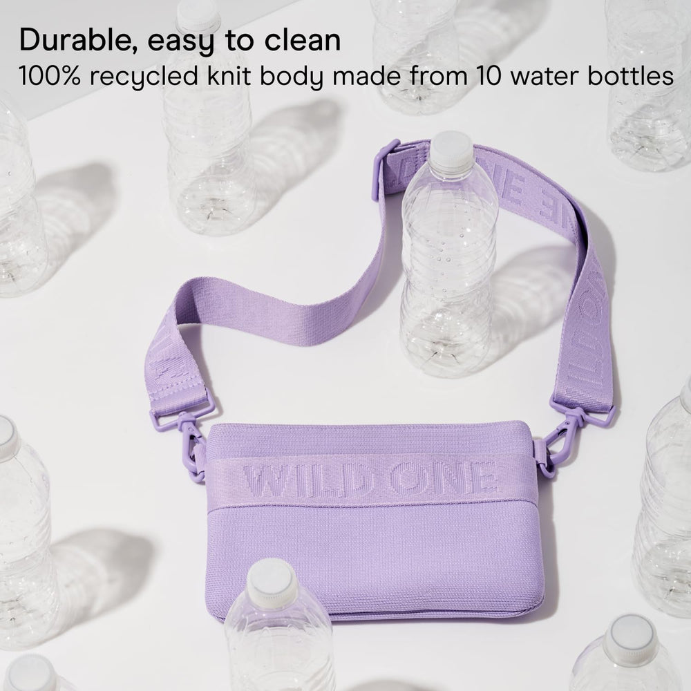 Wild One Treat Pouch uses recycled knit from 10 water bottles for eco-friendly use.