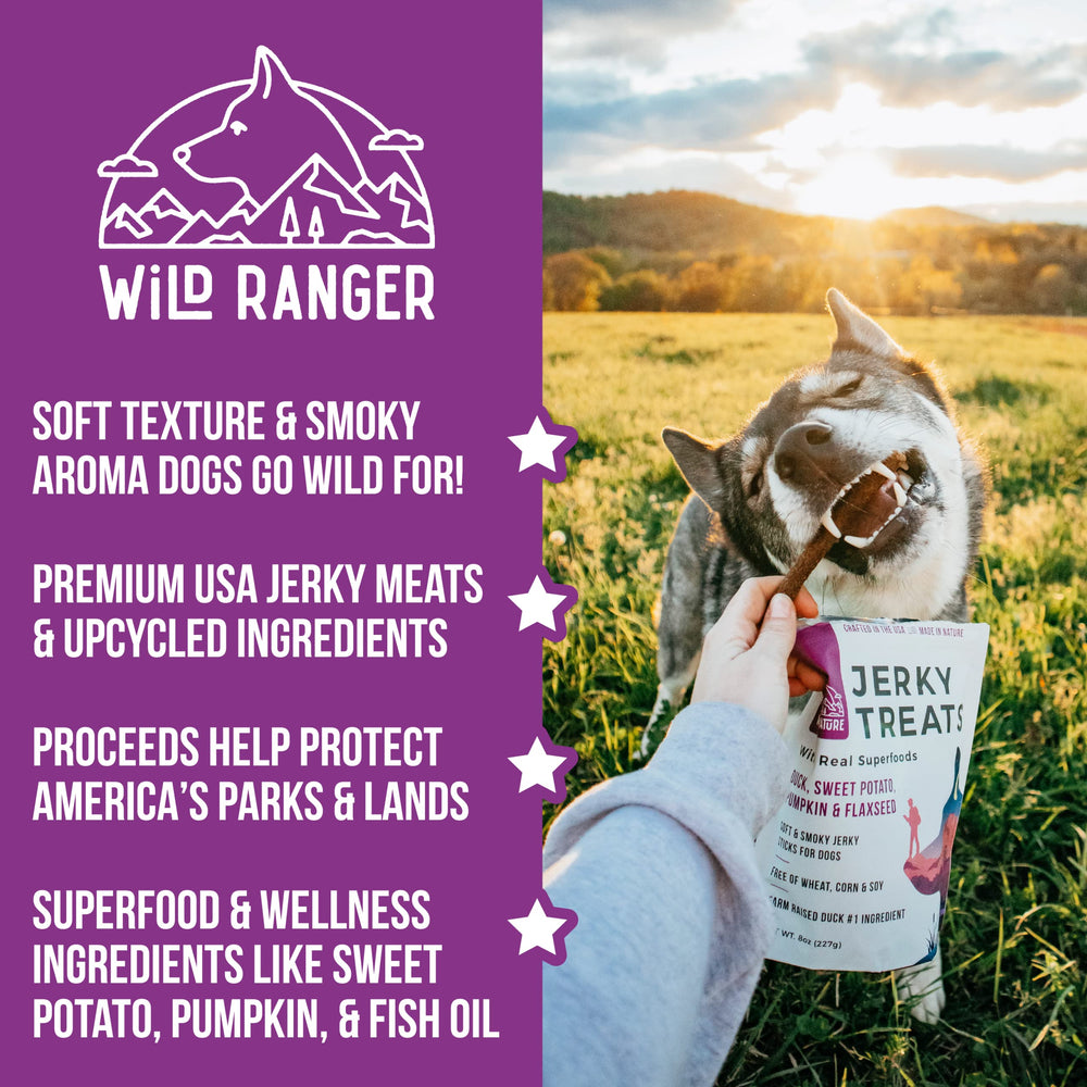 Wild Ranger Wild Nature chicken jerky stick tasty, protein-packed training reward.