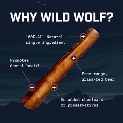Wild Wolf Angus Bully Sticks 12-inch size shown for larger dogs.