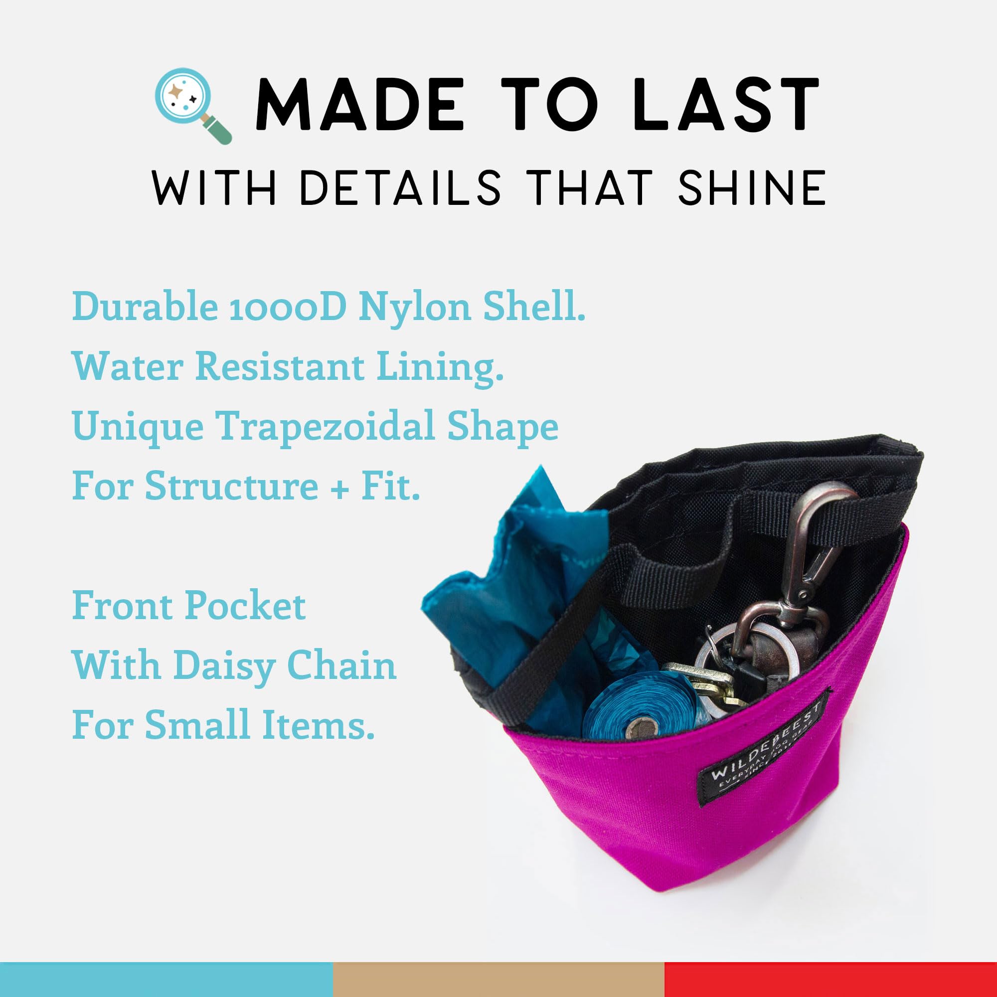 Wildebeest Alamo pouch daisy chain detail for attaching keys or bags.