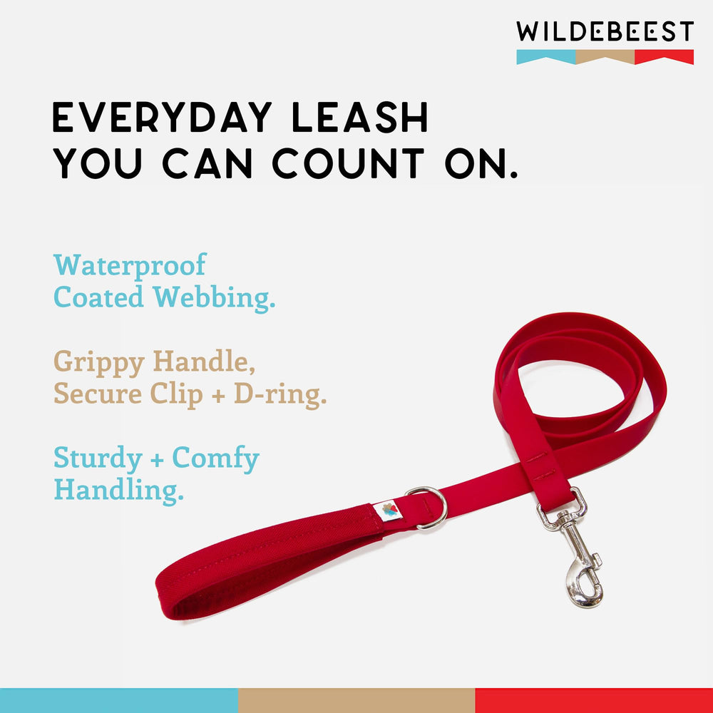 Wildebeest Funston waterproof leash handle closeup highlights grippy 1000D wrap.
