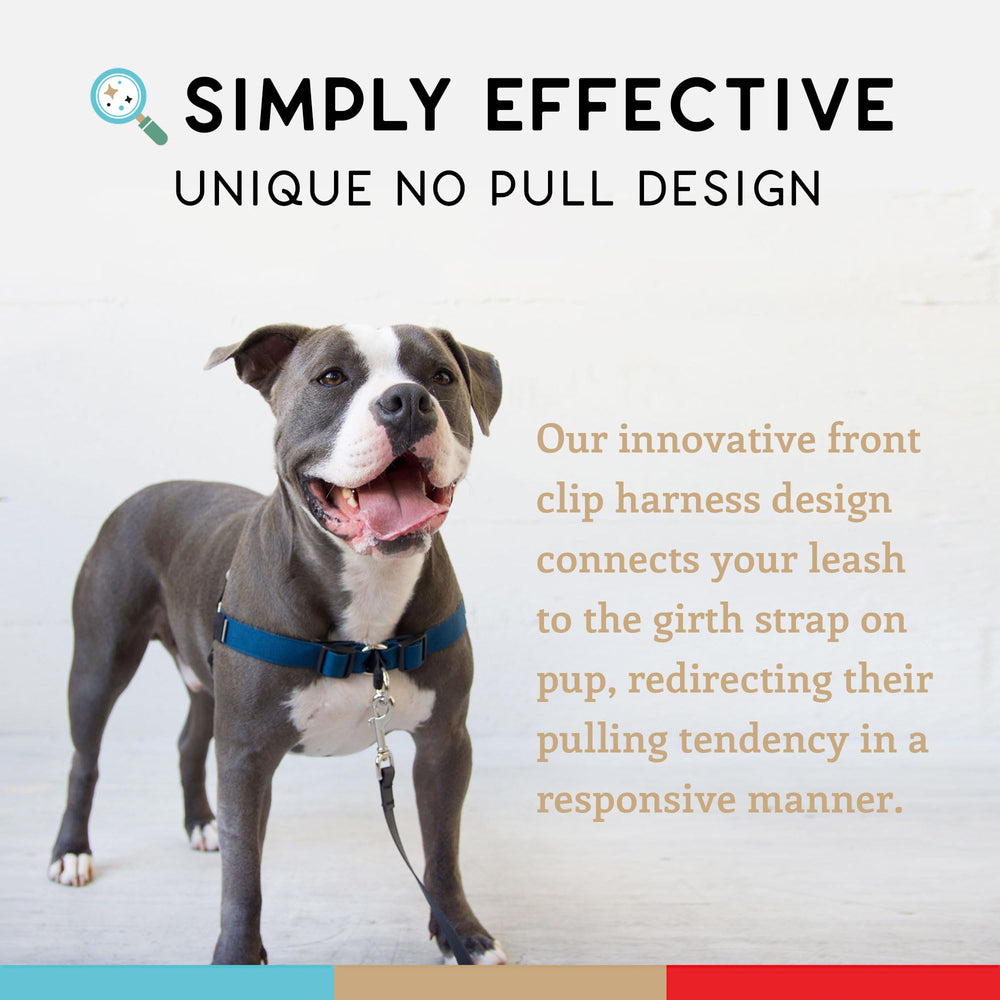 Wildebeest No Pull Harness XL size in navy highlights easy on-off design