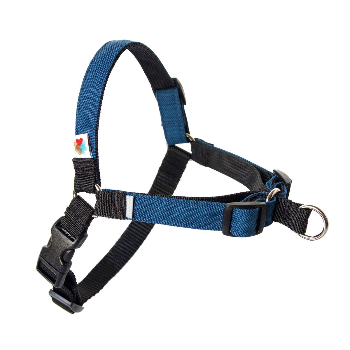 Wildebeest No Pull Harness front view in navy showing front clip for gentle control