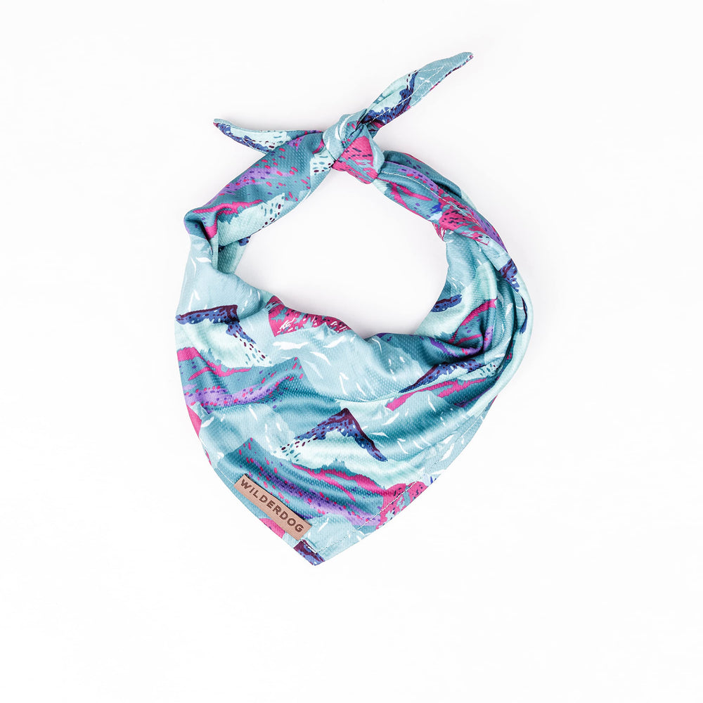 Wilderdog Alpenglow bandana close-up shows soft mesh texture for breathable comfort.