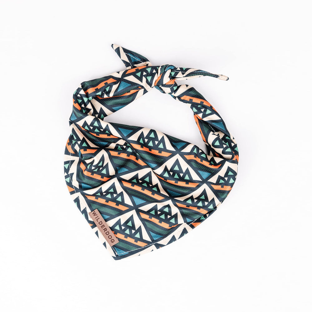 Wilderdog Dog Bandana in camp setup shows quick-dry performance for outdoor days.
