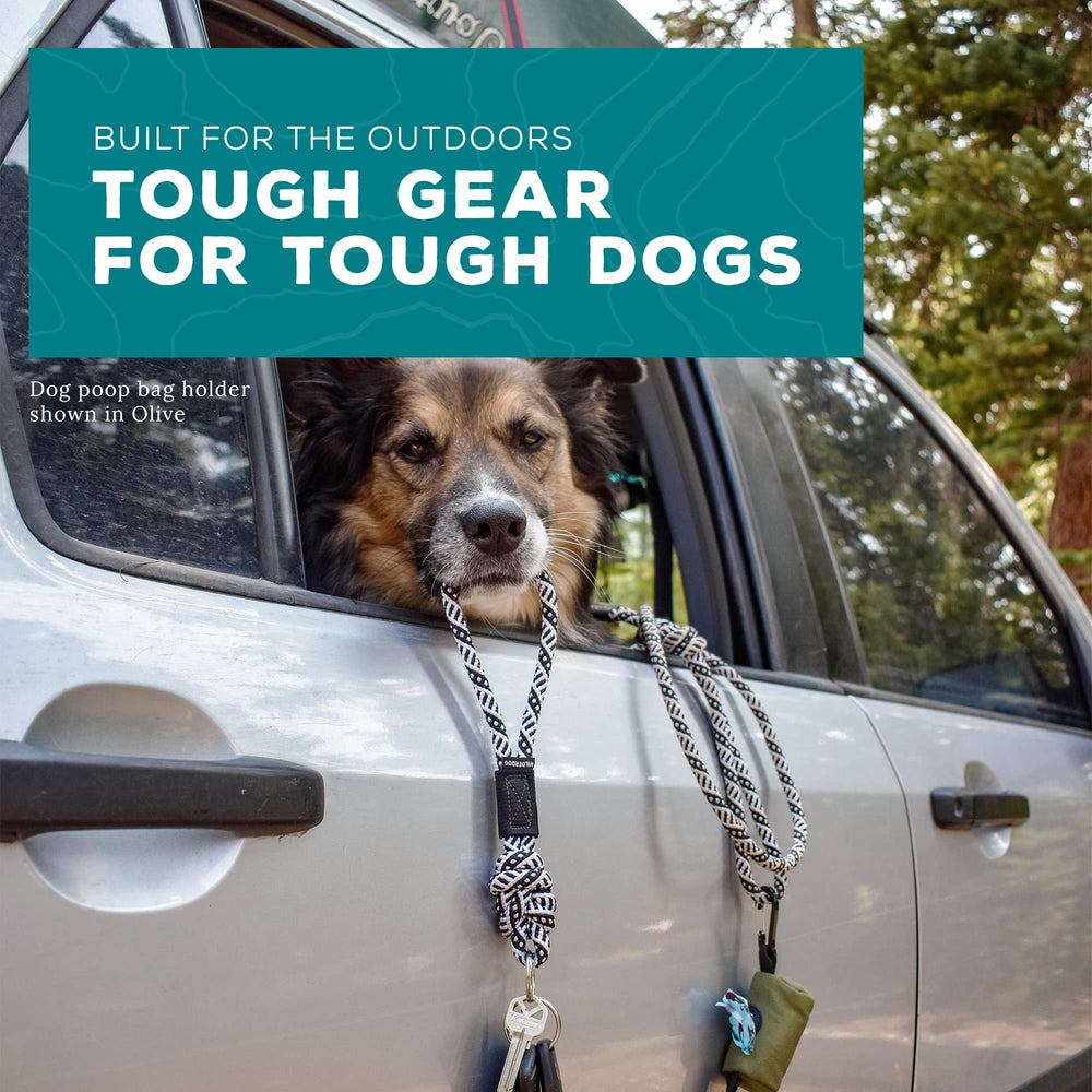 Wilderdog dispenser with open compartment keeps bags ready when needed.