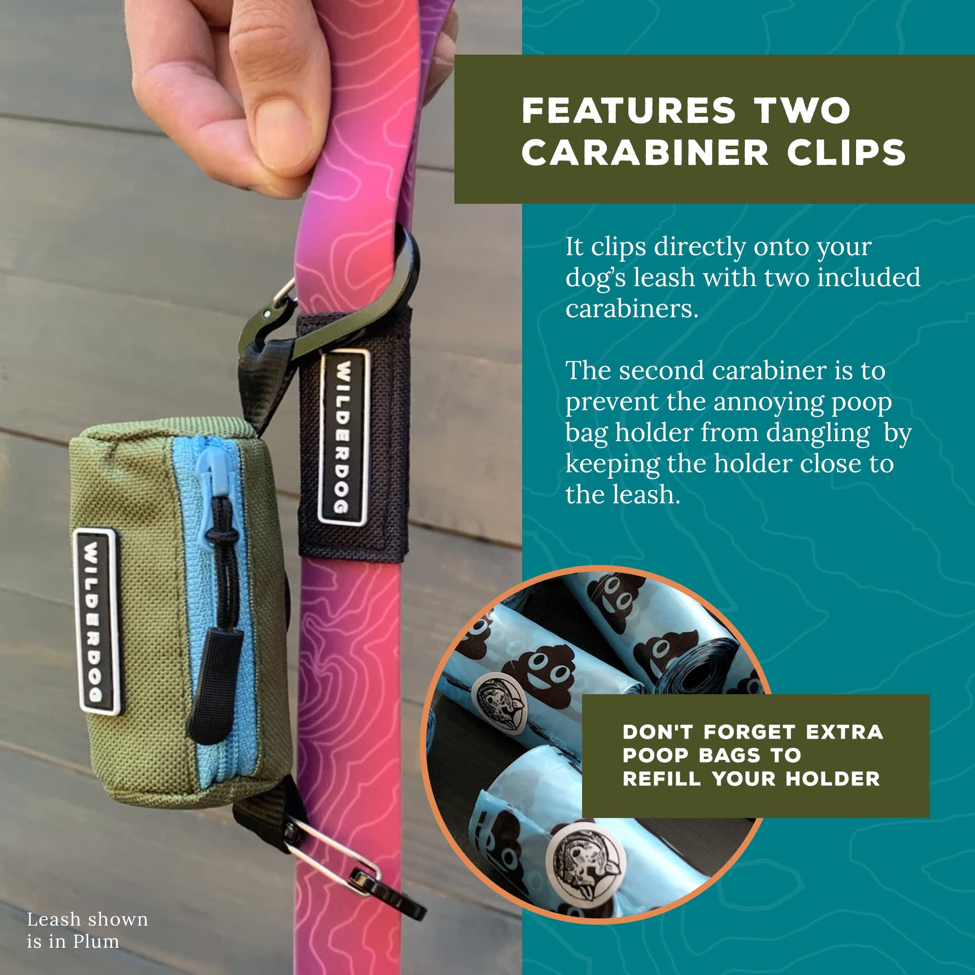 Wilderdog easy-access attachment keeps cleanup simple on daily walks.