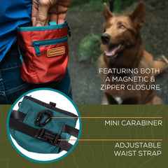 Wilderdog pouch shows carabiner attached for easy access during outings.