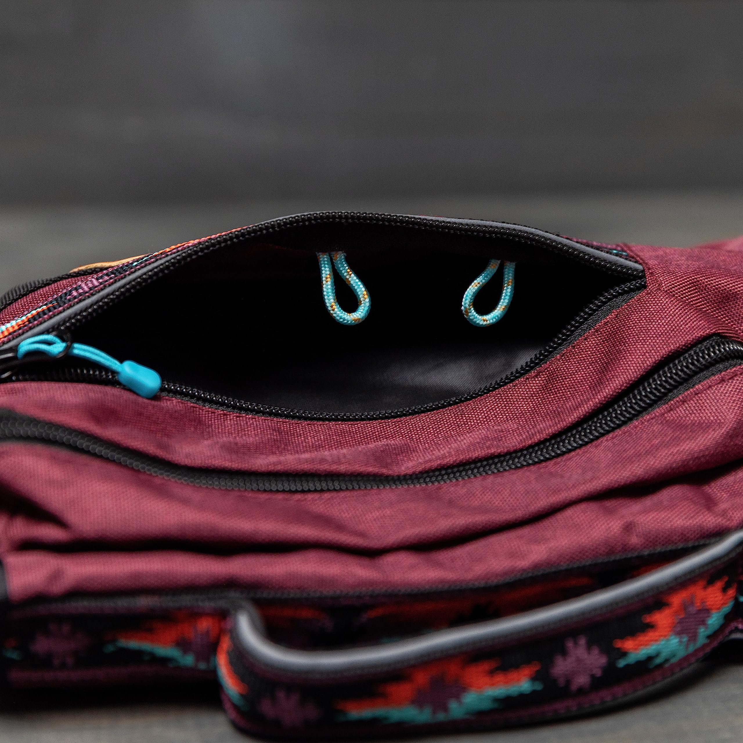 Wilderdog interior pull tabs with Velcro strap keepers tidy and secure.