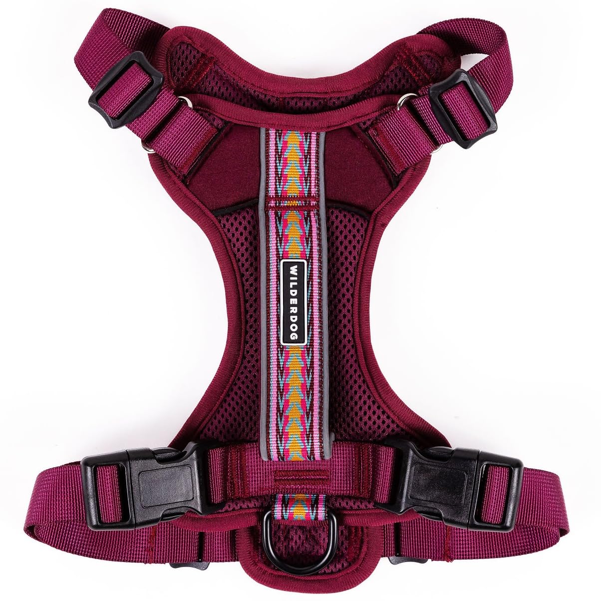 Wilderdog lightweight harness front view, showcasing breathable comfort for daily walks.