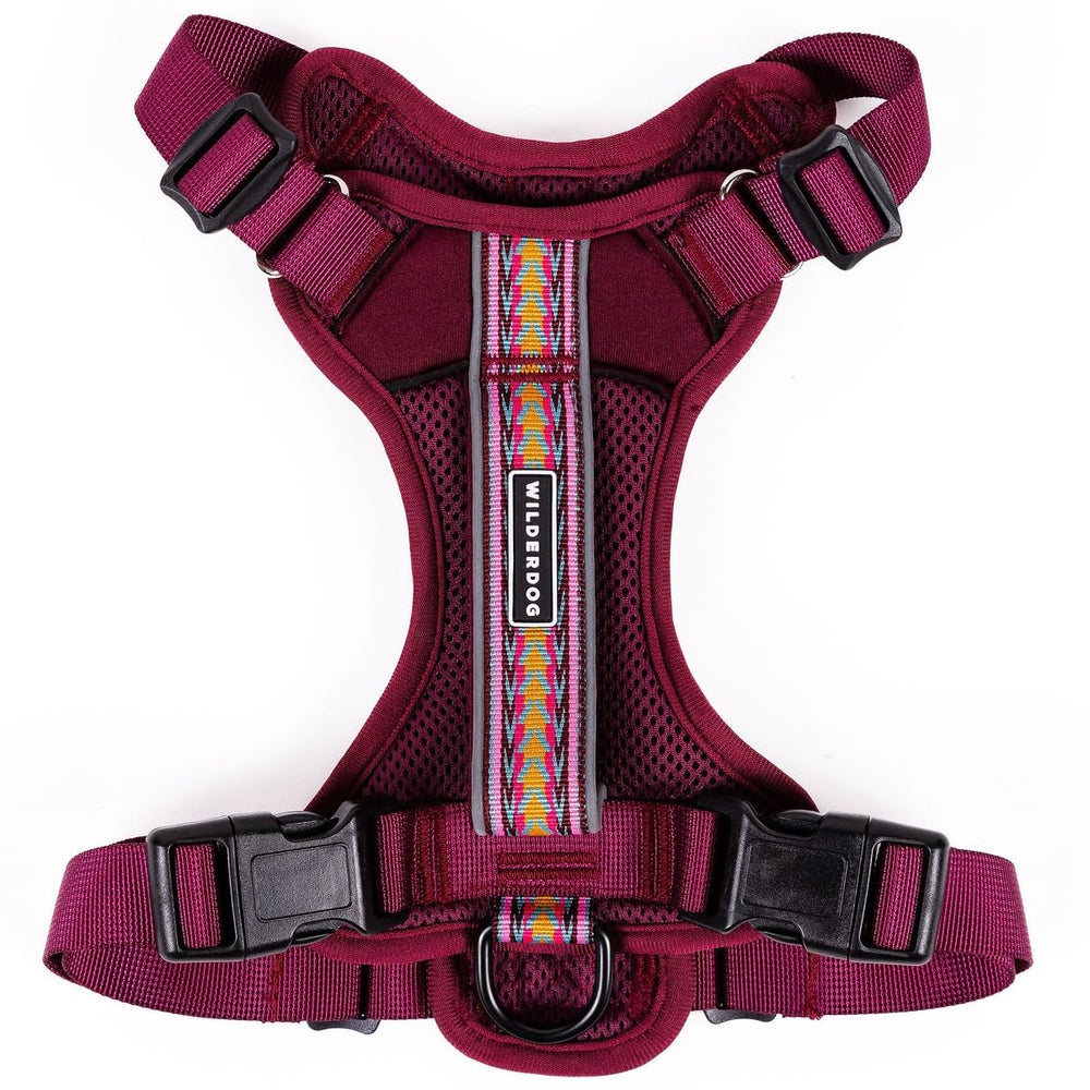 Wilderdog lightweight harness front view, showcasing breathable comfort for daily walks.
