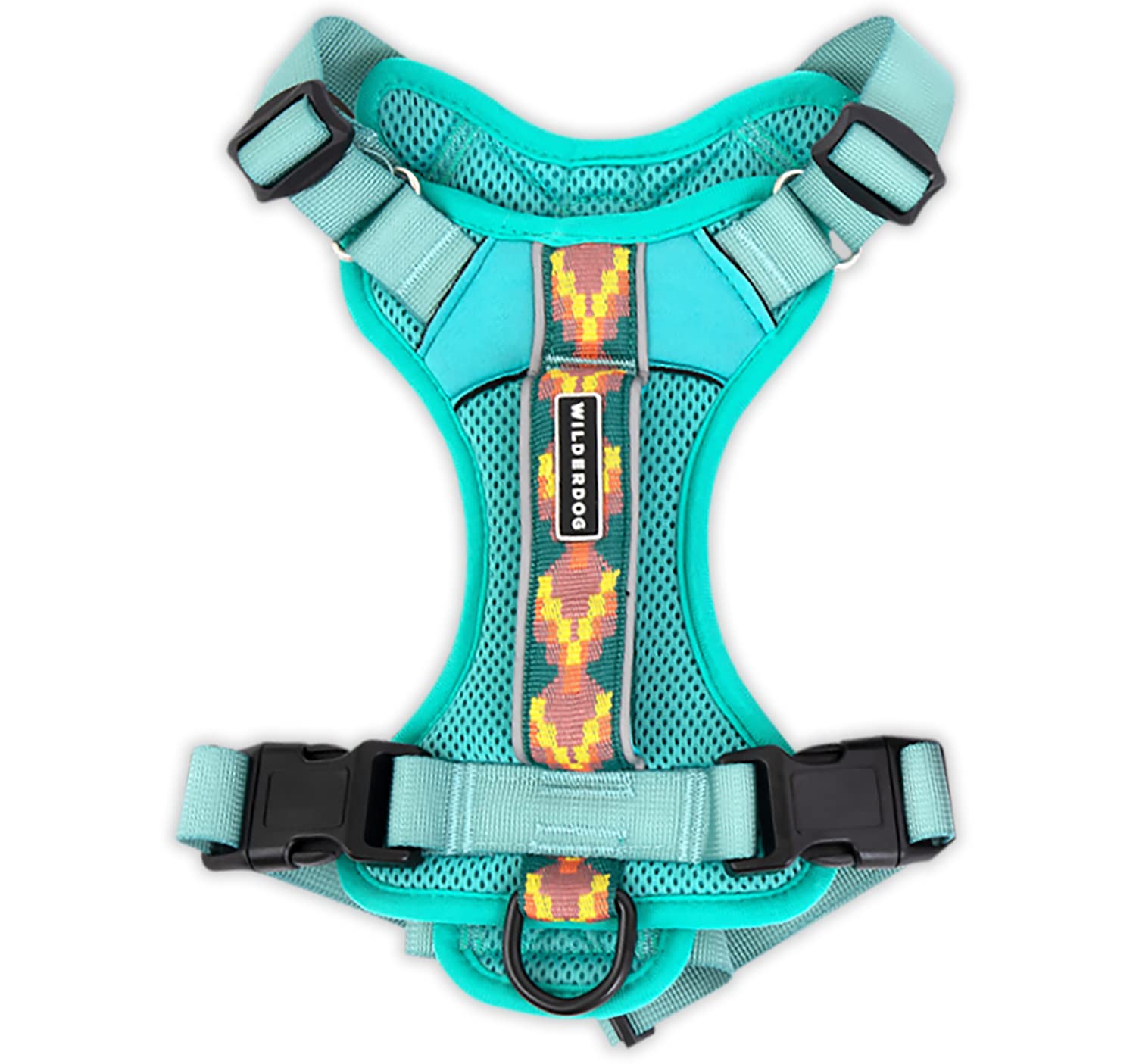 Wilderdog lightweight harness seafoam back-attachment offers secure leash control on rugged adventures.