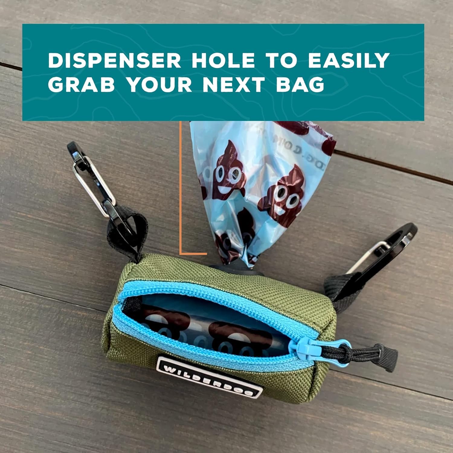 Wilderdog Seafoam bag roll-ready holder with standard bags
