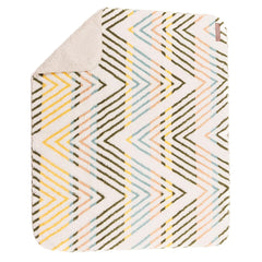 Wilderdog Sherpa fleece blanket spread on couch for cozy warmth.