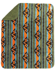 Wilderdog olive sherpa fleece blanket folded for couch protection.