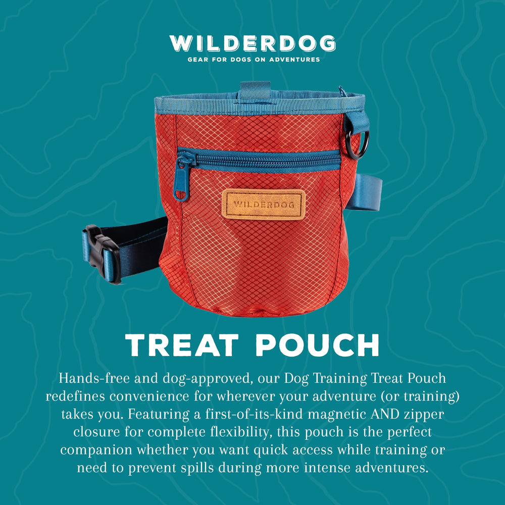 Wilderdog training pouch with zipper closure secures treats during walks.