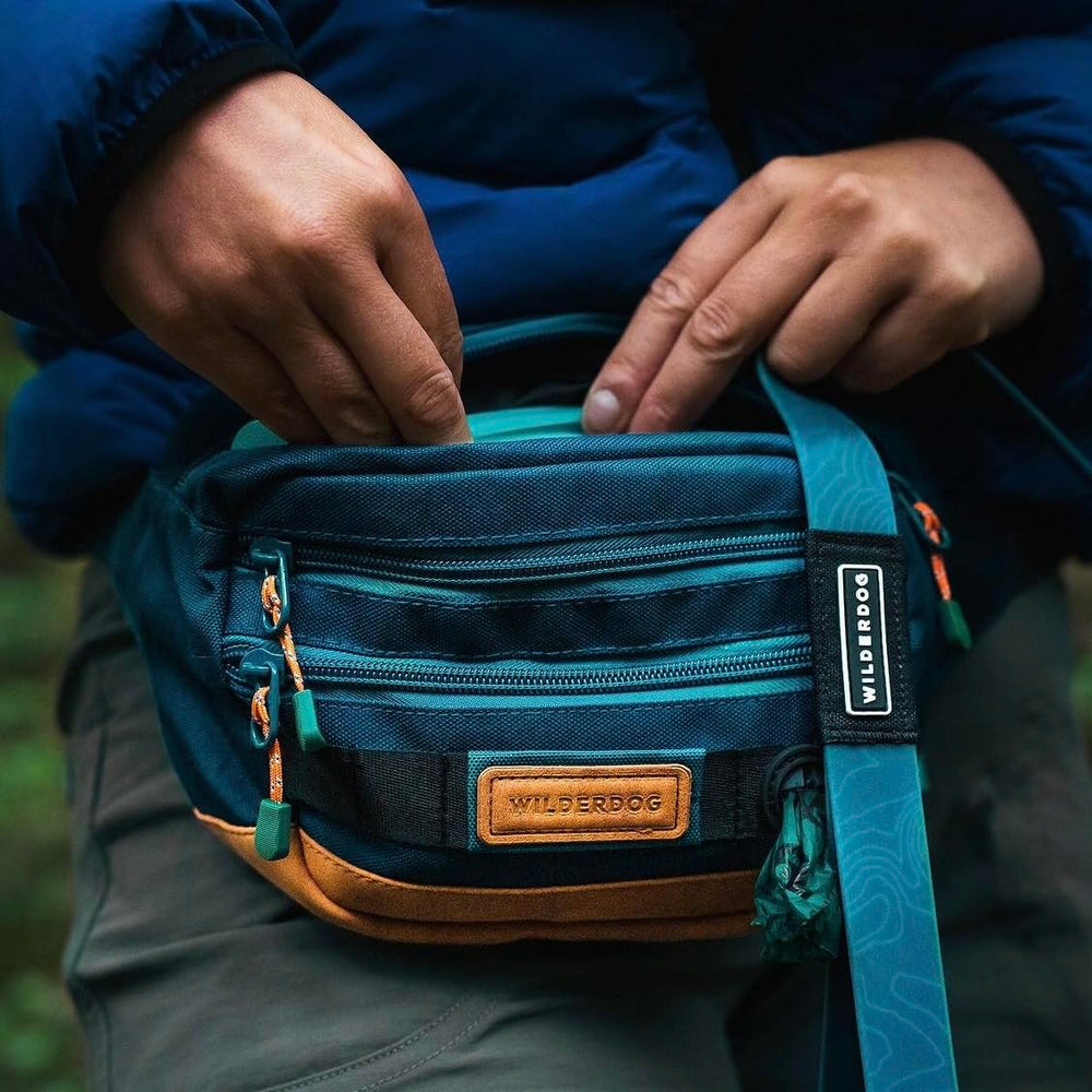 Wilderdog Utility Fanny Pack Pacific Blue adjustable strap supports across-body wear.