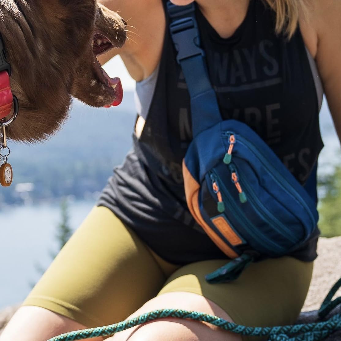 Wilderdog Utility Fanny Pack Pacific Blue carabiner-ready compact design.