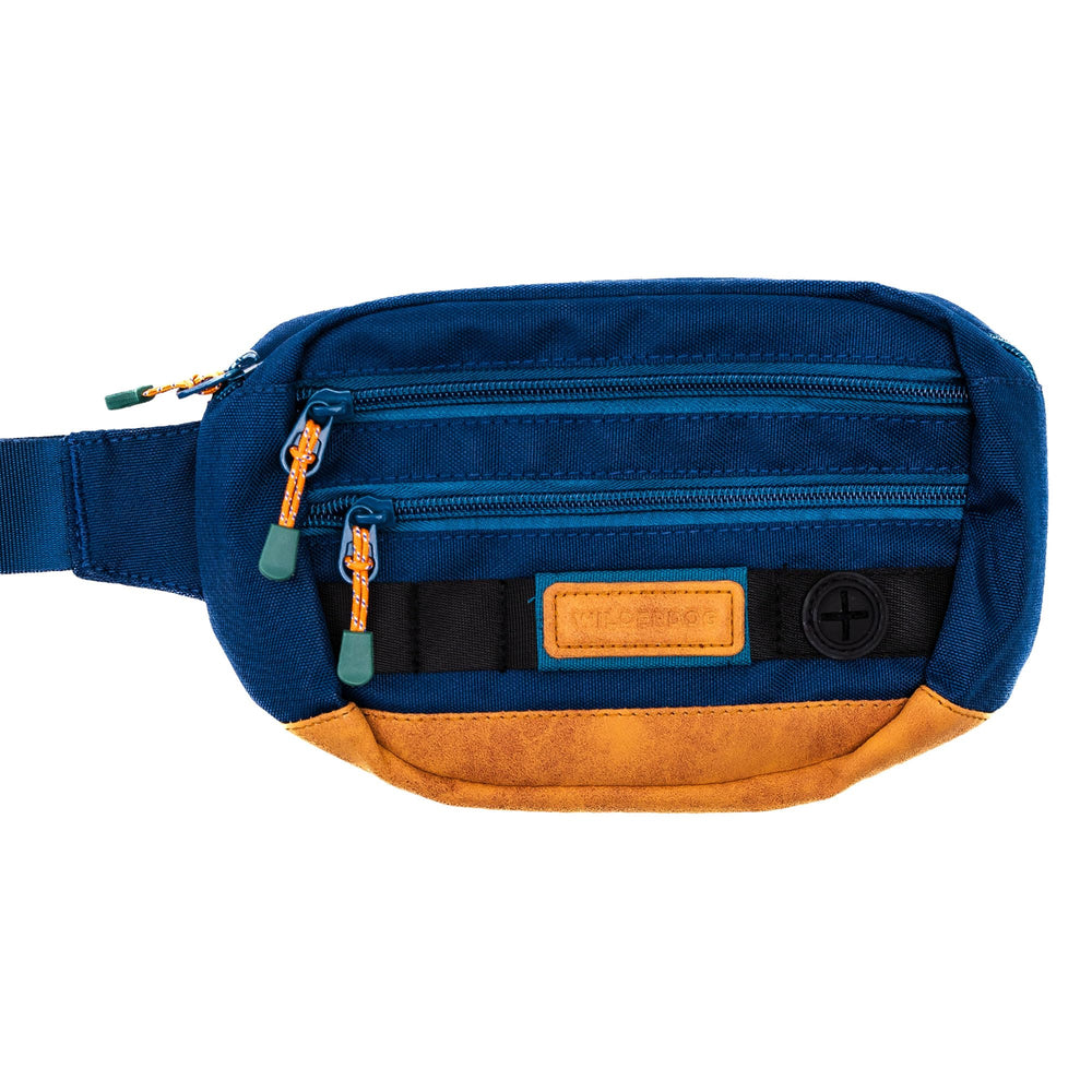 Wilderdog Utility Fanny Pack Pacific Blue full view for hands-free dog outings.