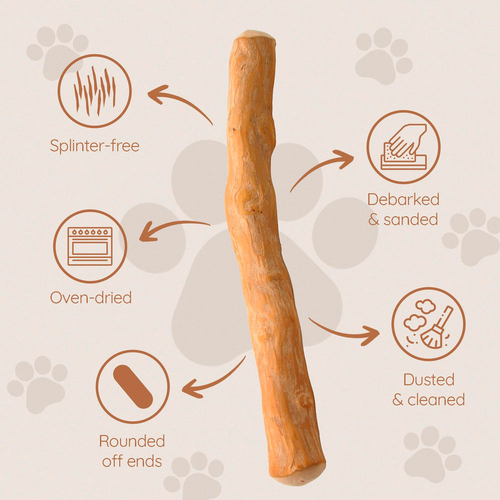 Wildfang Coffee Wood Dog Chew XS puppy-teething usage shows calming, engaging chew sessions.