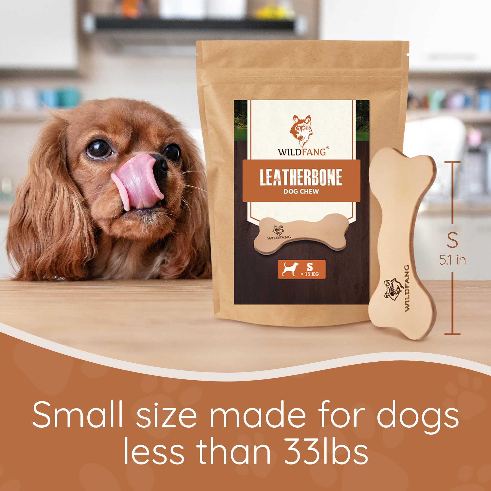 Wildfang leather bone small durable 5 mm thick chew