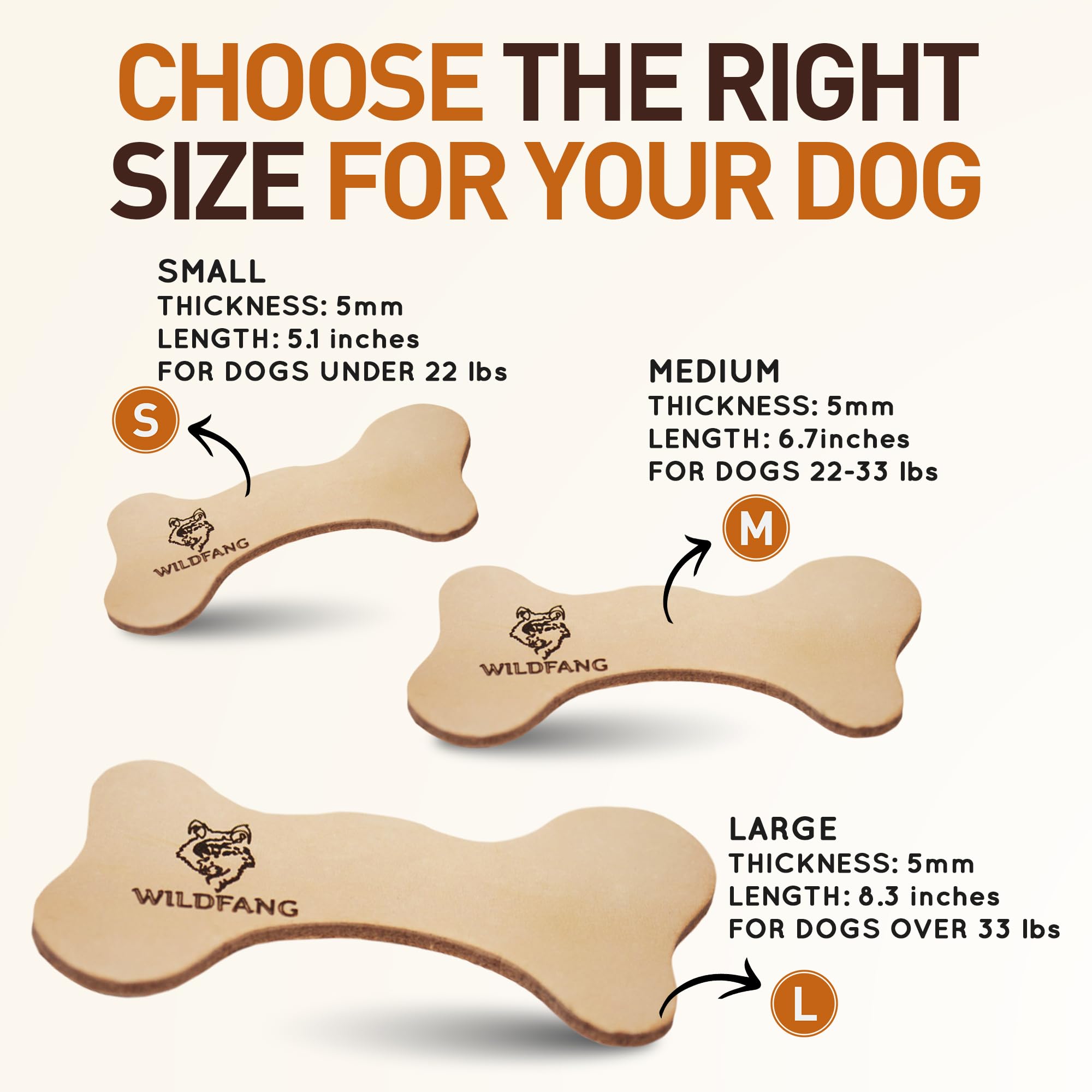 Wildfang leather dog toy large chew angle demonstrates secure grip for moderate chewers.