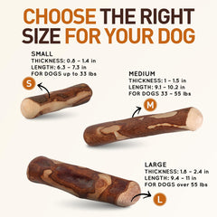 Wildfang olive wood chew stick texture detail; durable design resists heavy chewing.