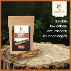 Wildfang Olive Wood Chewing Stick small close-up grain shows natural, splinter-resistant wood.