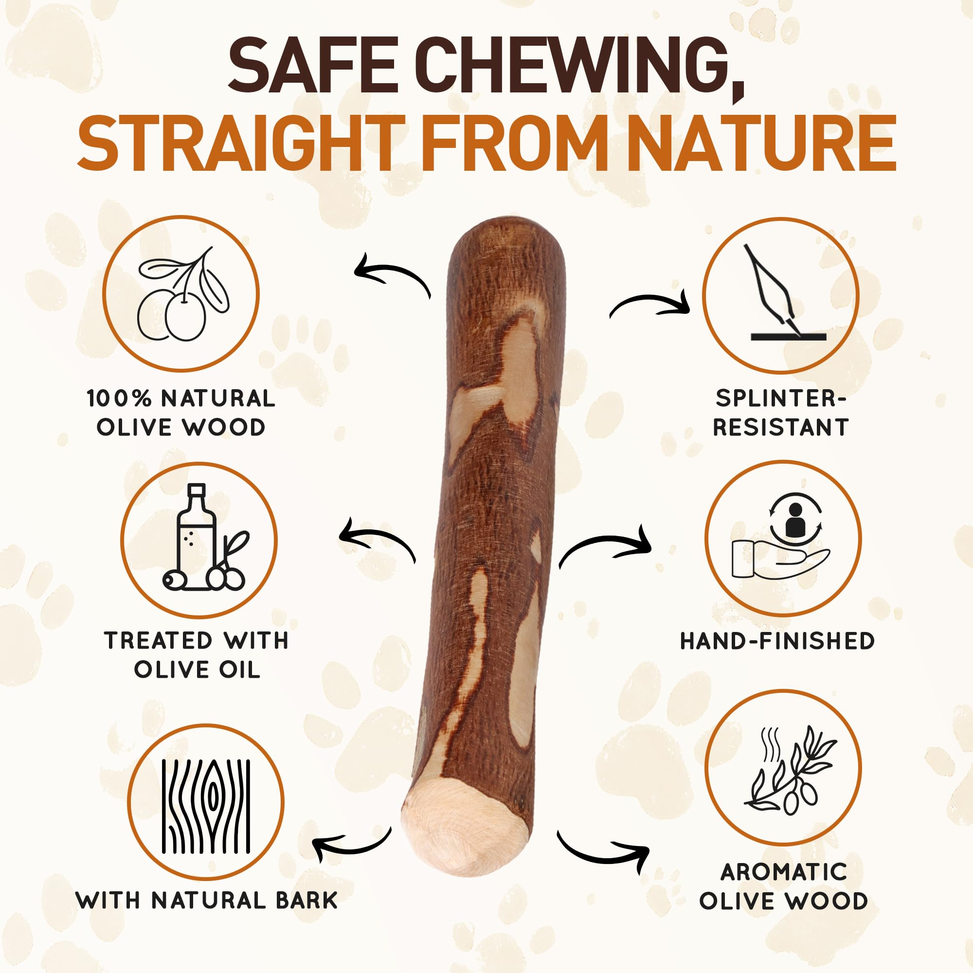 Wildfang Olive Wood Stick closeup highlights splinter-resistant safe material