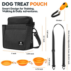 WILDOMS Dog Treat Pouch includes a clicker for on-the-go training reinforcement.
