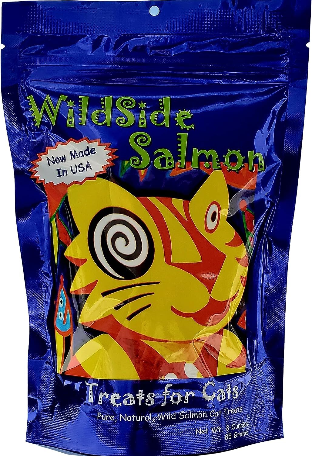 WildSideSalmon three-pack treats shown for training rewards.