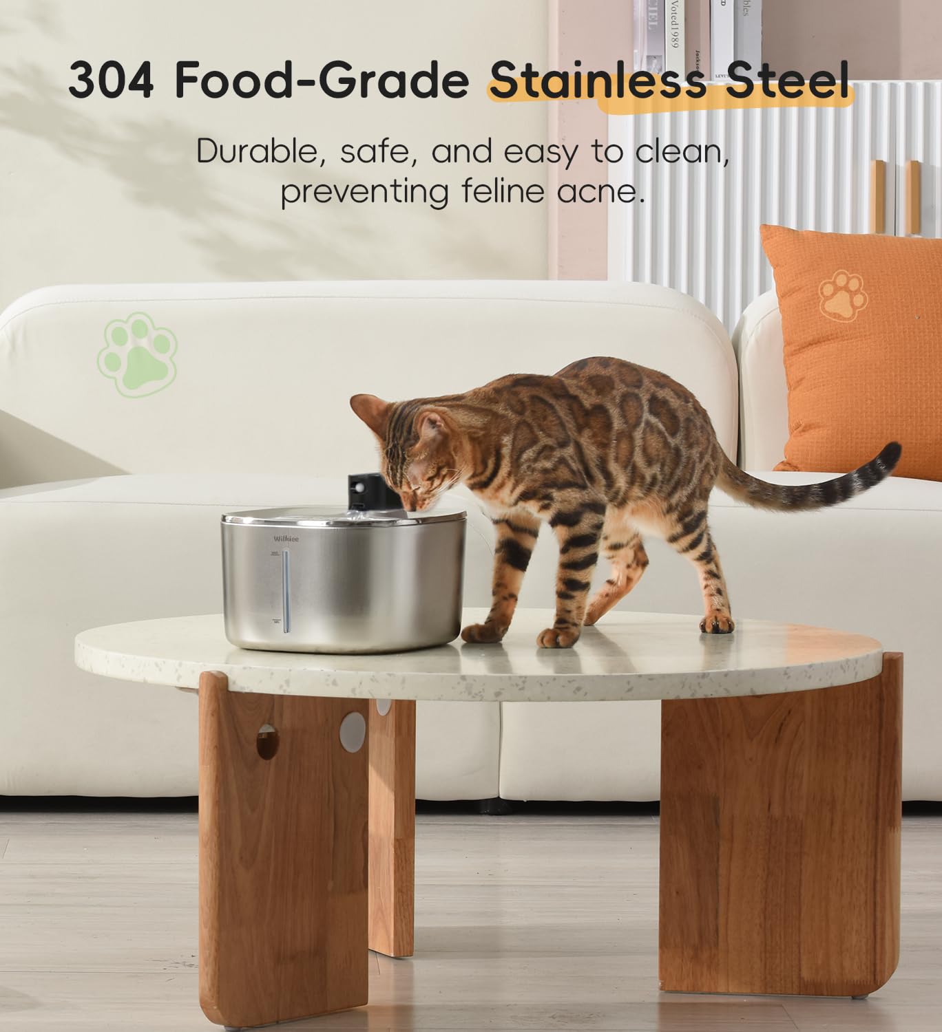 WILKIEE cat water fountain six-stage filtration for fresher water.