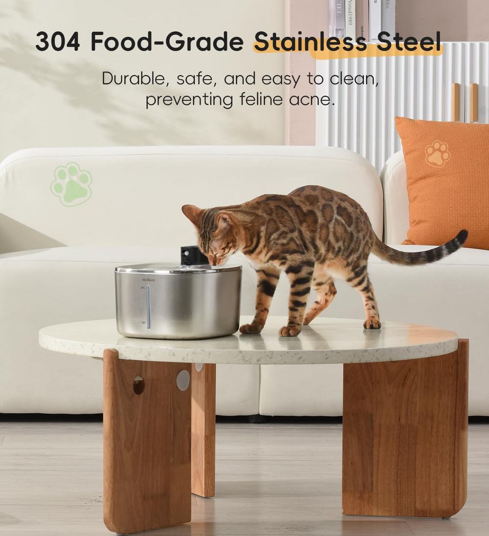 WILKIEE cat water fountain six-stage filtration for fresher water.