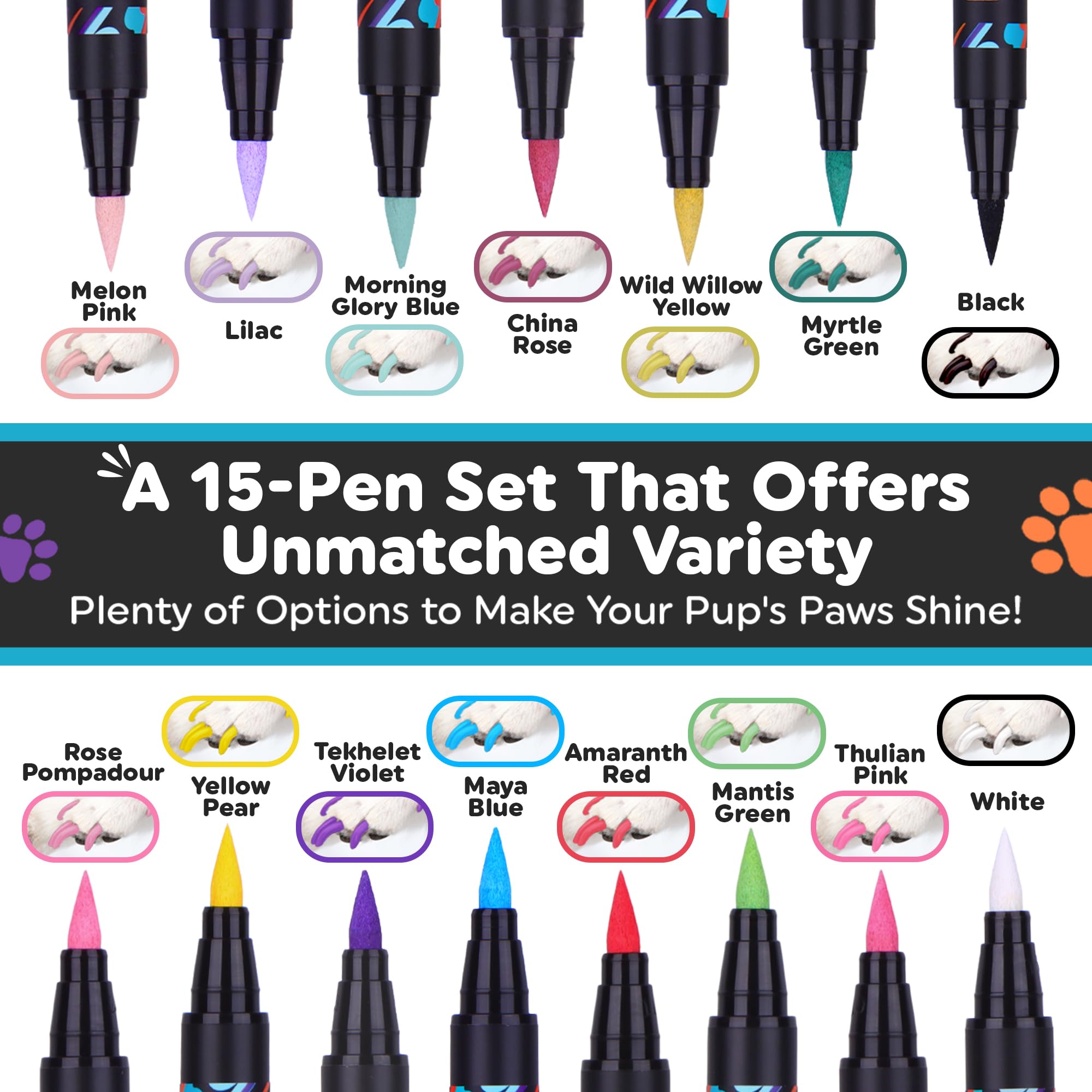 Willow Dog Nail Polish Pens Tekhelet Violet swatch supports vibrant color for playful outings.