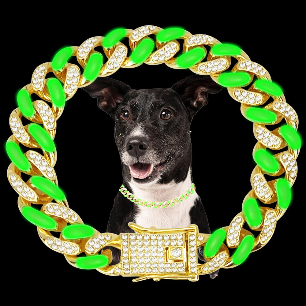 WimuPath silver-plated green diamond collar close-up of secure buckle