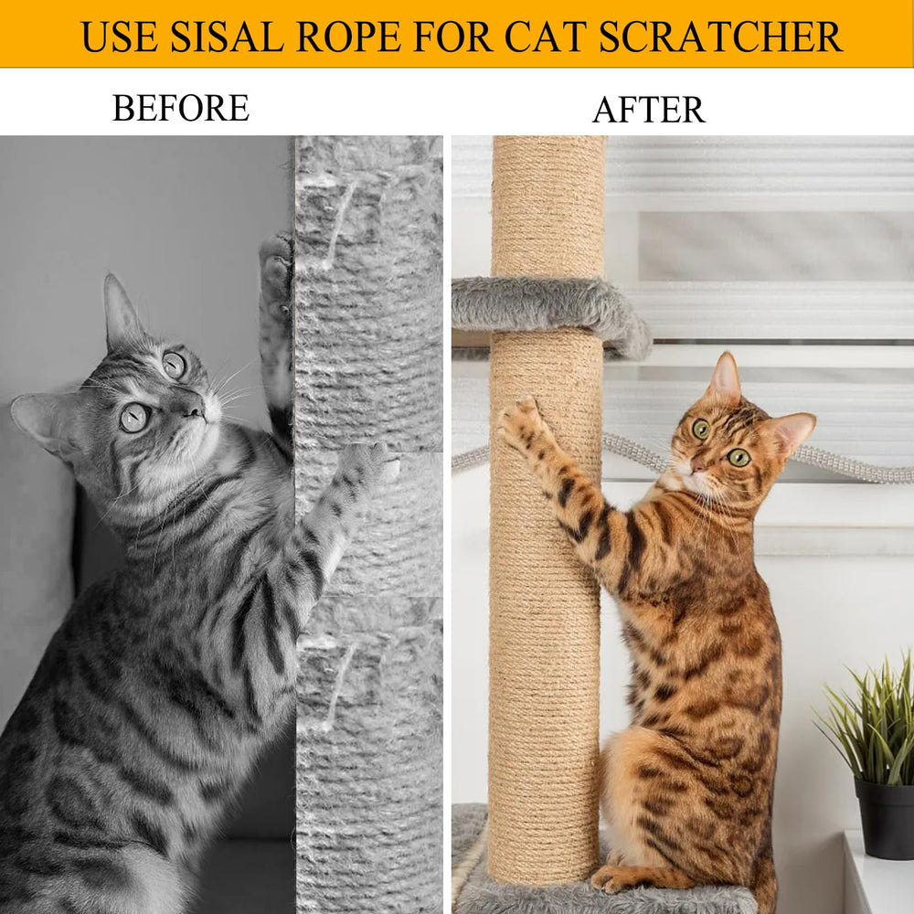 Win Change twine-wrapped rope easy to attach to cat trees.