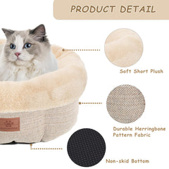 WINDRACING cat bed with four-sided bolsters supports head and neck for restful sleep.