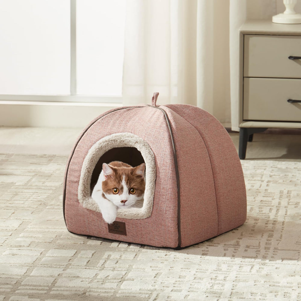WINDRACING cat bed pink cat house provides a soft indoor retreat.