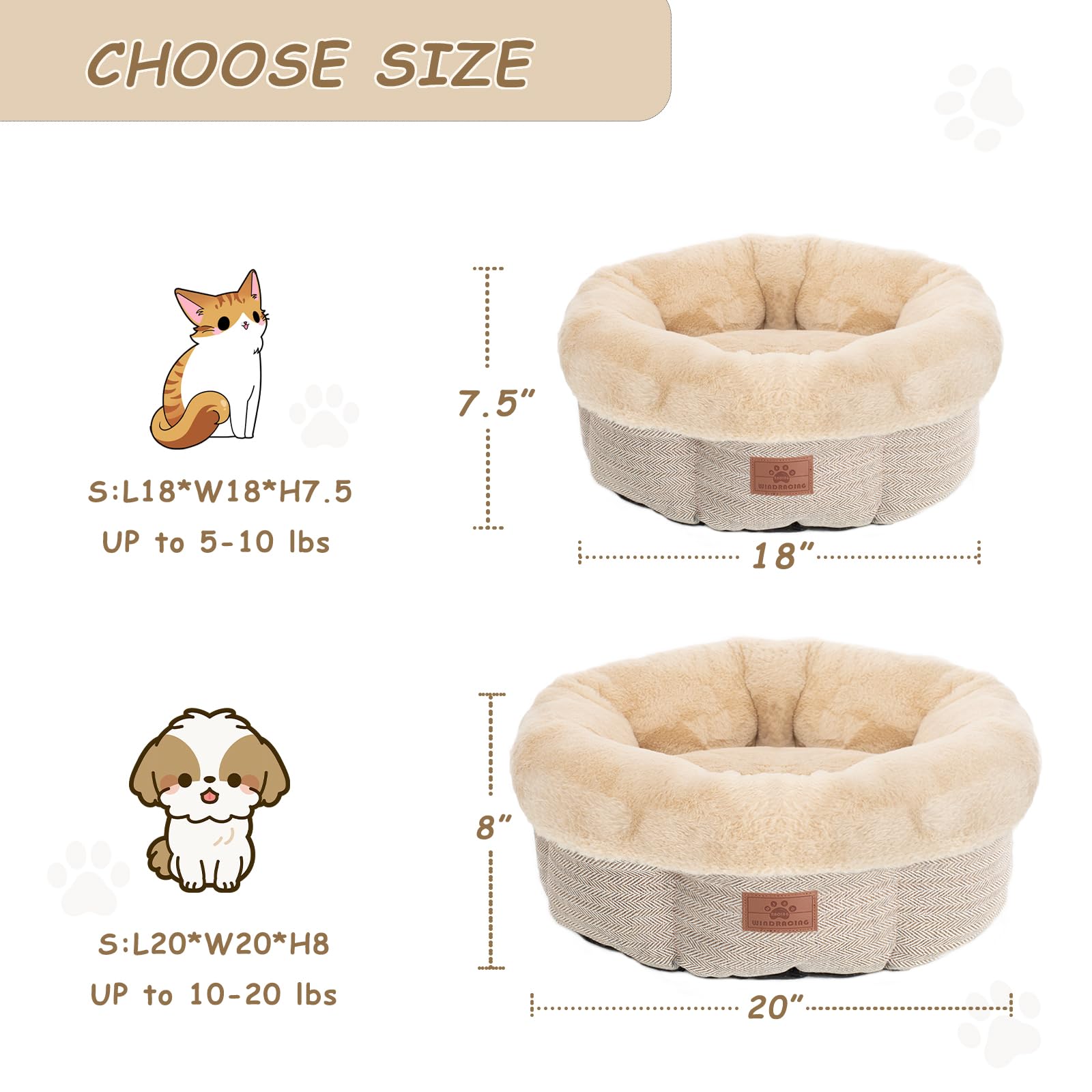 WINDRACING small 18x18 bed fits 5–10 lb cats for compact living spaces.