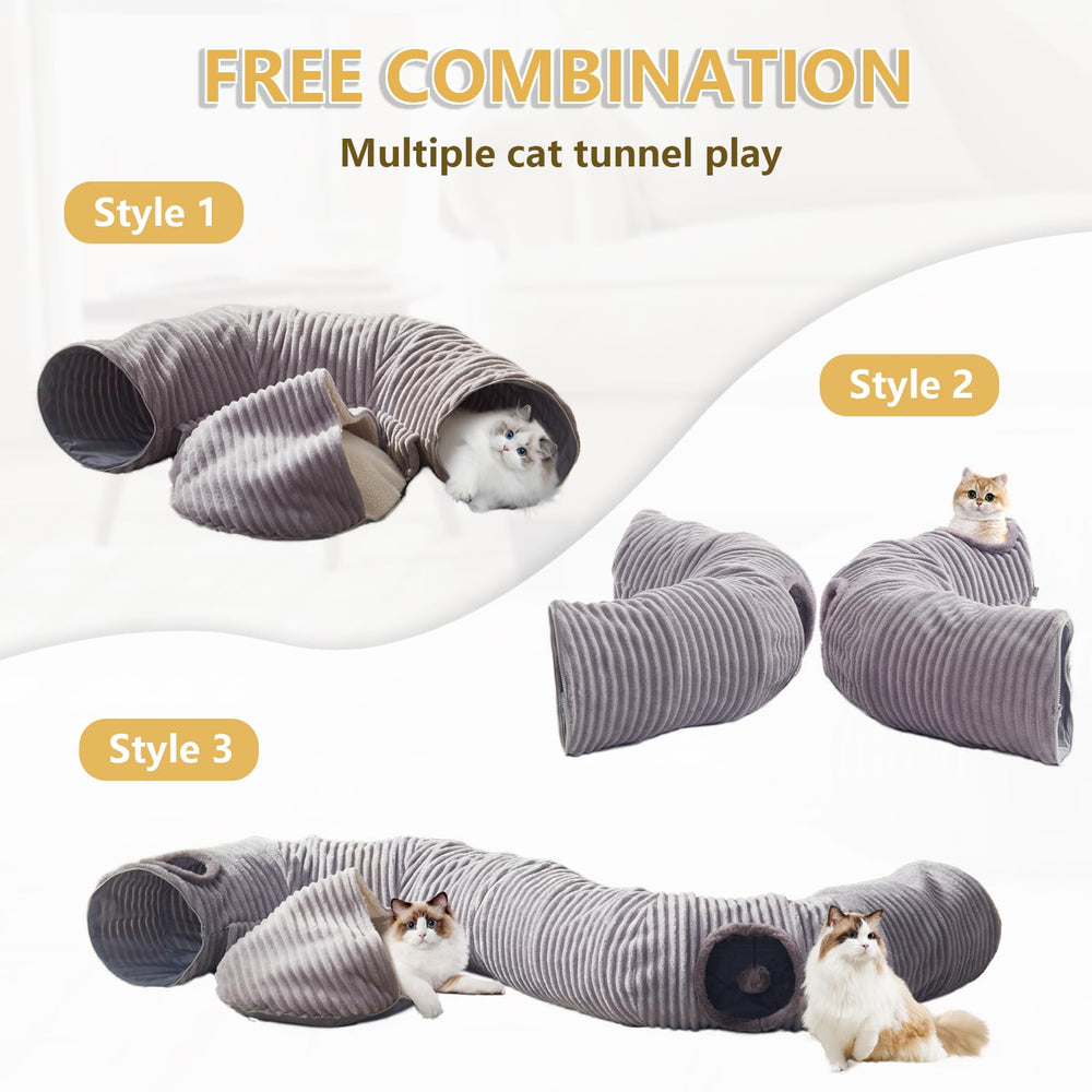 WINDRACING Cat Tunnel Bed assembled in O shape highlights versatile playground and cozy nap zone.