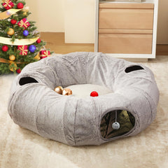 WINDRACING Cat Tunnel Bed round cushion visible for cozy lounging