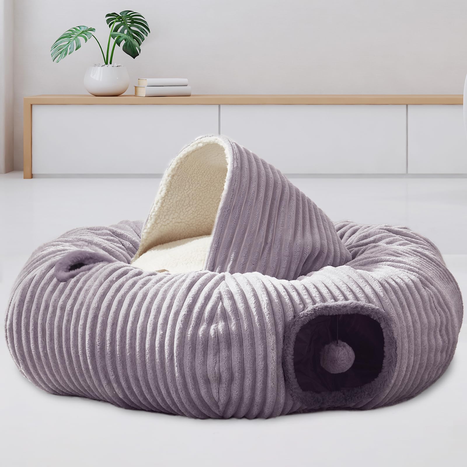 WINDRACING Cat Tunnel Bed washable cushion emphasizes easy cleaning and long-lasting comfort.