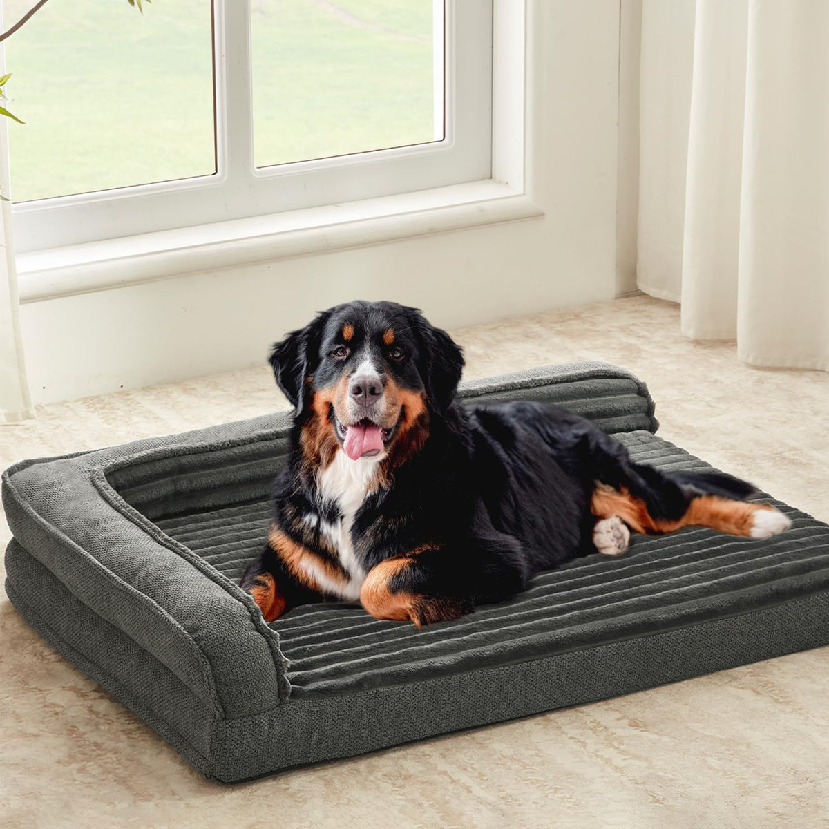 WINDRACING Orthopedic XXL dog bed 46x30 gray supports joints for comfy sleep