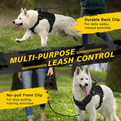 WINGOIN Black Tactical Dog Harness side handle view for quick control during walks