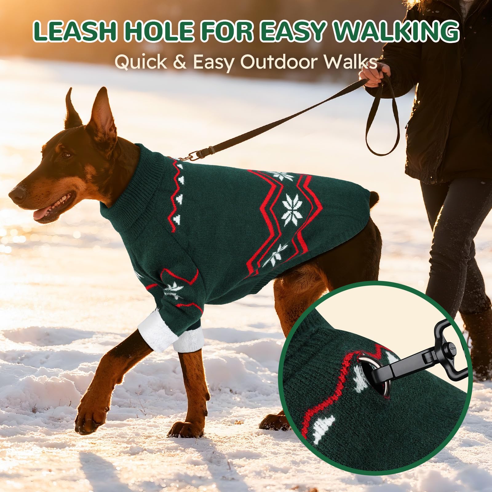 Wingoin dog sweater back leash hole enables easy walking with harness