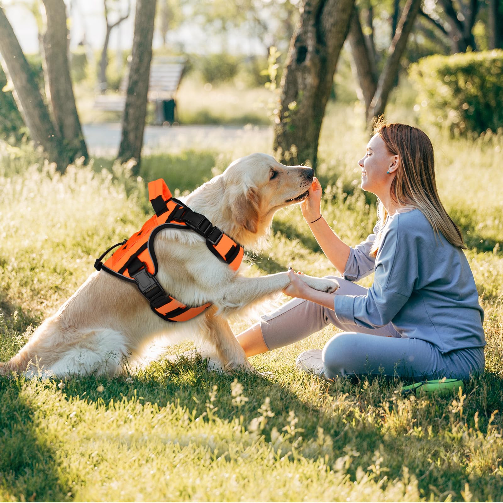 WINGOIN orange tactical harness breathable inner mesh keeps dogs comfortable during activity.