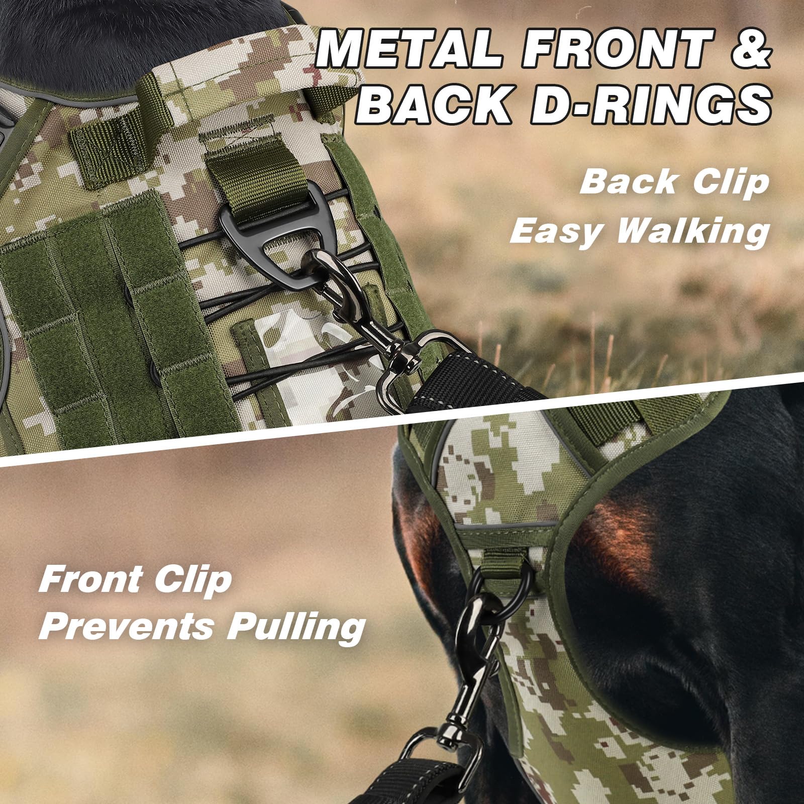WINGOIN Tactical Dog Harness side view showing layout for big breeds.