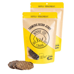Winnie Lou Turmeric Bison Jerky two-pack dog treats ready for quick training rewards