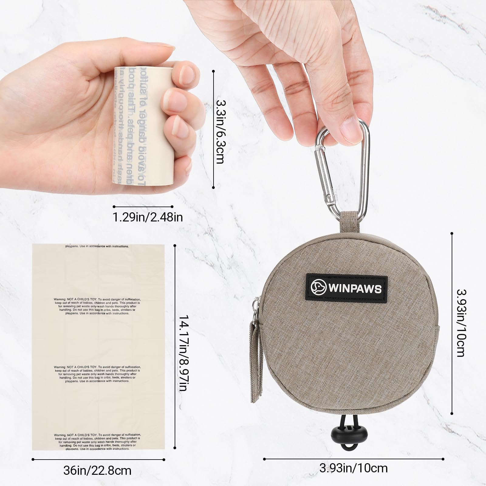 WINPAWS compact design fits about 1.5 cups of treats for on-the-go snacks