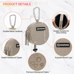 WINPAWS dual-compartments pouch stores wet treats and kibble separately